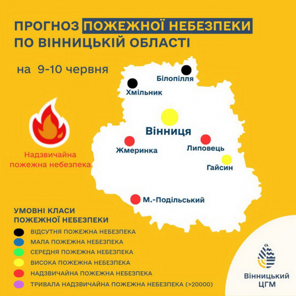 У Вінницькій області попереджають про високу пожежну небезпеку